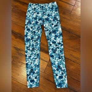 Athleta Girl XL 14 Blue White Orange Tie Dye Leggings Athletic Bottoms Pants